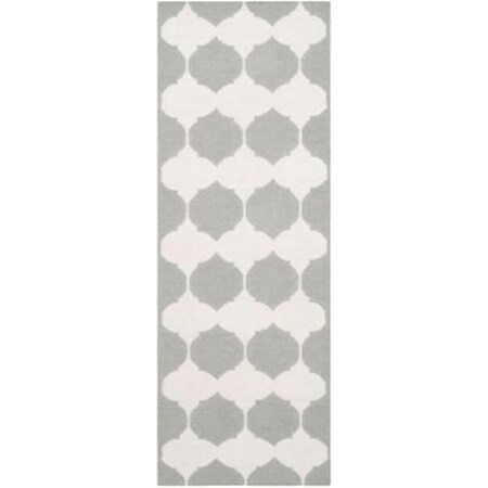 Safavieh 2 ft. -6 in. x 4 ft. Runner Contemporary Dhurries- Grey and Ivory- Hand Woven Rug DHU624B-24